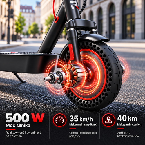 REVO Glide – Hulajnoga Elektryczna 500 W | Zasięg do 40 km | Koła 10″ | Aplikacja Mobilna
